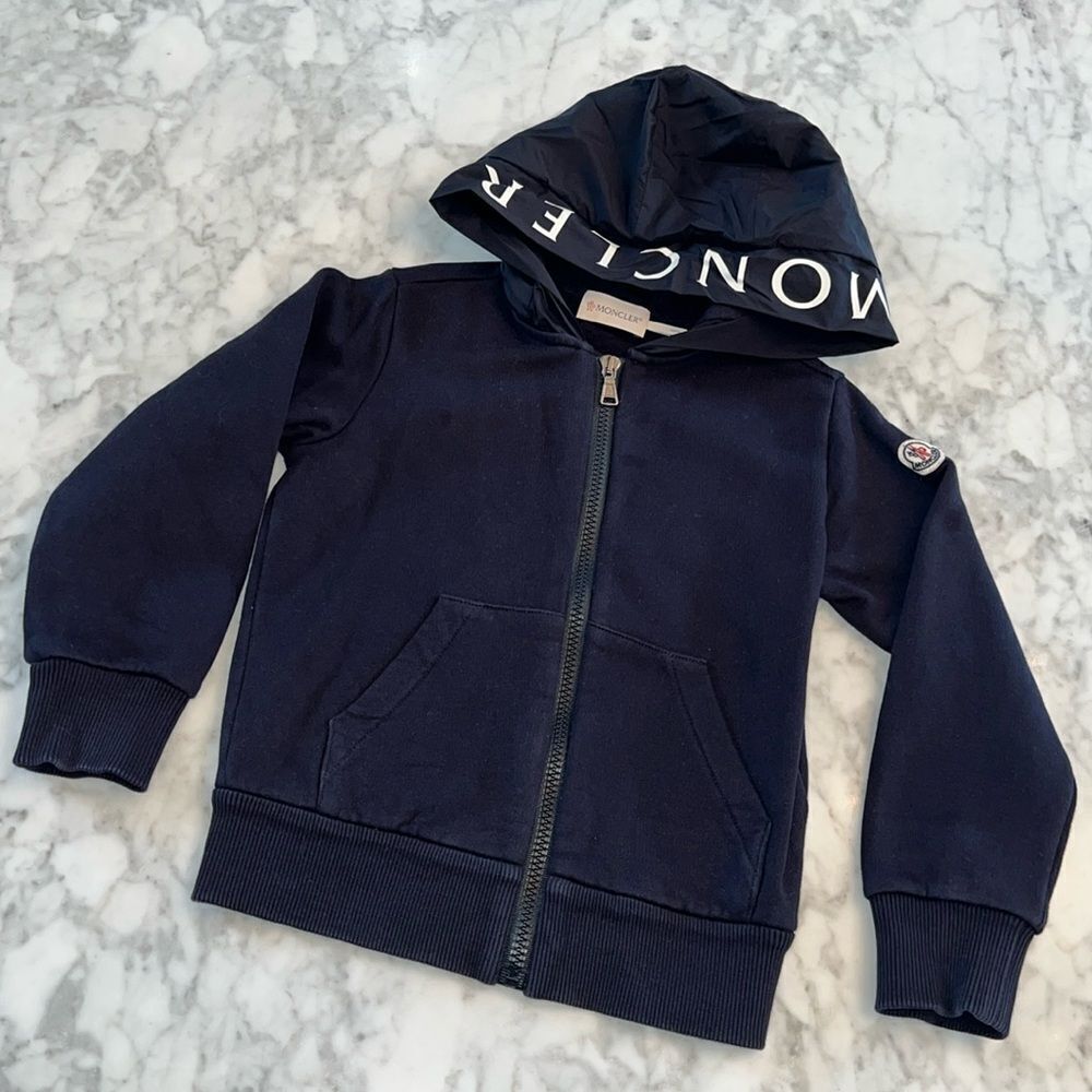MONCLER BOYS LOGO HOOD ZIPUP SWEATSHIRT 6A